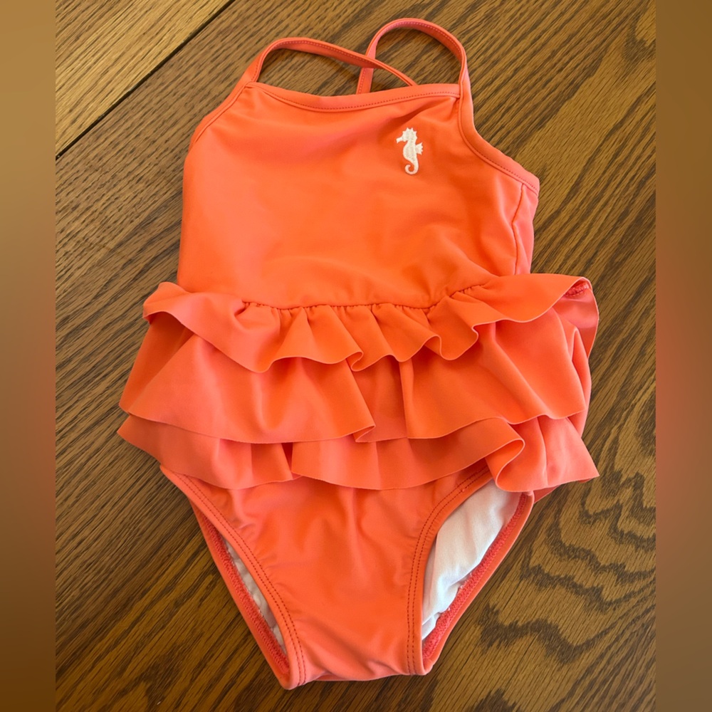 Carter's Orange Ruffled One Piece Swimsuit